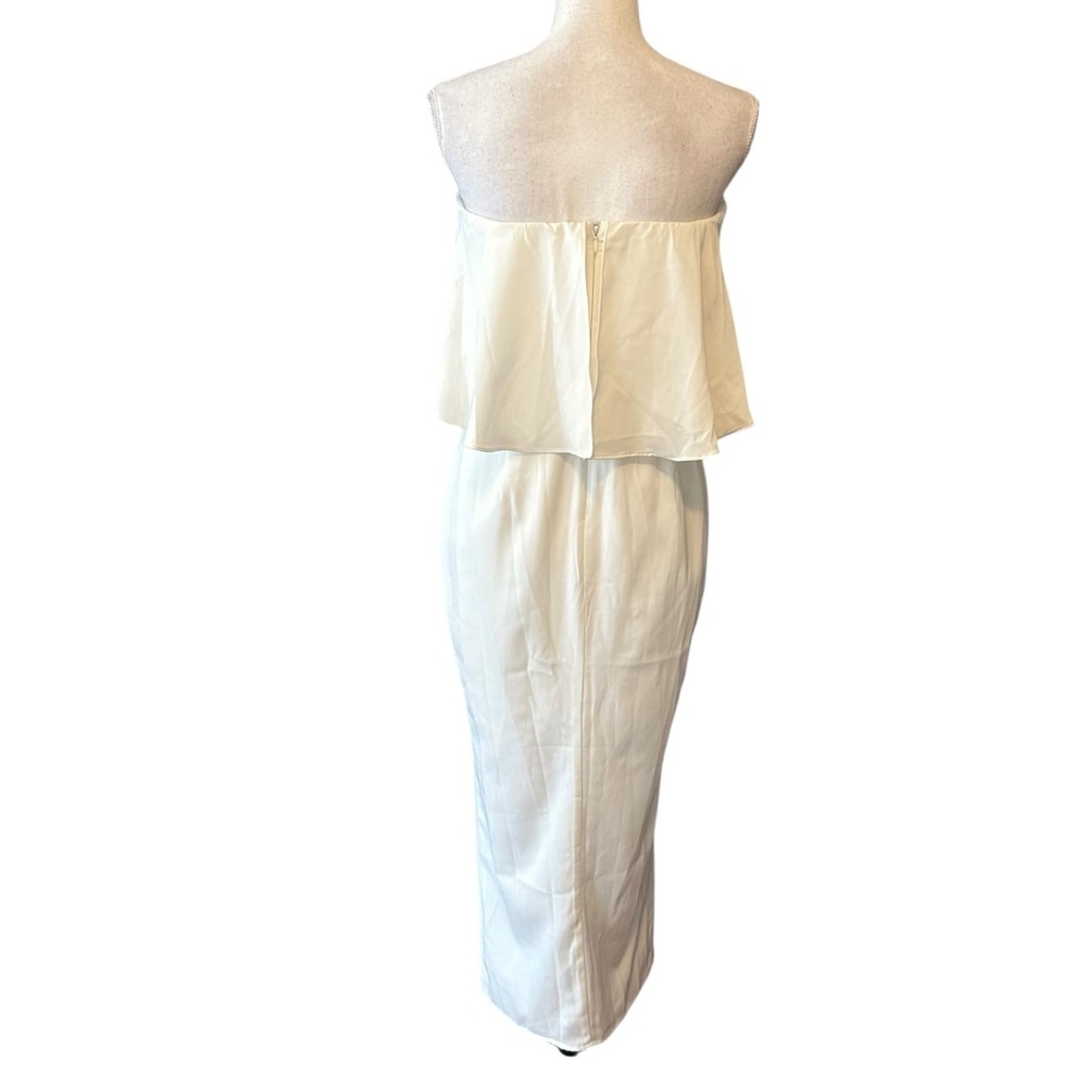 Lulus Class and Charisma White Satin Strapless Midi Dress Medium Bridal Shower - Picture 6 of 14